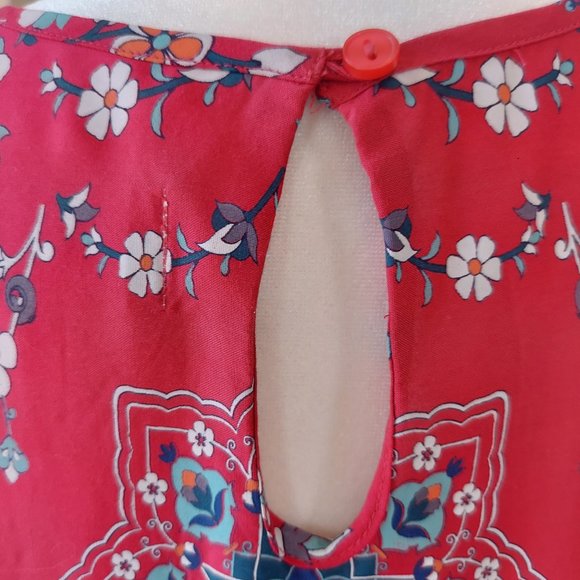 Aventura Stacia Dress Red Flower Print with Pockets Sz M - Picture 10 of 15